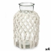 Vaas Wit Stof Glas 18,5 x 30,5 x 18,5 cm (4 Stuks) Macramé