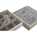 Krabička na čaje Home ESPRIT Biela Ružová Kov Sklo Drevo MDF 24 x 24 x 6,5 cm (2 kusov)