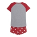 Pijama de Verão Minnie Mouse Vermelho Mulher Cinzento