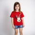 Camisola de Manga Curta Infantil Minnie Mouse Vermelho