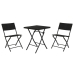 Tafel met twee stoelen Home ESPRIT Zwart Staal Synthetische rotan 58 x 58 x 71,5 cm
