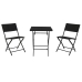 Tafel met twee stoelen Home ESPRIT Zwart Staal Synthetische rotan 58 x 58 x 71,5 cm
