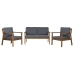 Conjunto de Mesa com 3 Poltronas Home ESPRIT Castanho Cinzento Acácia 120 x 72 x 75 cm