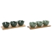 Set da Aperitivo Home ESPRIT Verde Verde scuro Bambù Porcellana Tropicale 4 Pezzi 32 x 10 x 7 cm (2 Unità)