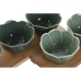 Set za Aperitiv Home ESPRIT Zelena Temno zelena Bambus Porcelan Tropical 4 Kosi 32 x 10 x 7 cm (2 kosov)