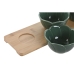 Set za Aperitiv Home ESPRIT Zelena Temno zelena Bambus Porcelan Tropical 4 Kosi 32 x 10 x 7 cm (2 kosov)