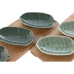 Set za Aperitiv Home ESPRIT Zelena Temno zelena Bambus Porcelan Tropical 4 Kosi 28,4 x 10,5 x 3 cm (2 kosov)