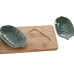 Set za Aperitiv Home ESPRIT Zelena Temno zelena Bambus Porcelan Tropical 4 Kosi 28,4 x 10,5 x 3 cm (2 kosov)