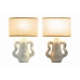 Bureaulamp Home ESPRIT Wit Beige Keramiek 40 W 220 V 22 x 22 x 34 cm (2 Stuks)