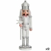 Figurine Décorative Casse-Noisette Blanc Argenté Plastique 9,5 x 28,5 x 7,5 cm (12 Unités)