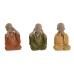 Decoratieve figuren Home ESPRIT Geel Groen Oranje Monnik Orientaals 11 x 10,5 x 18 cm (3 Stuks)