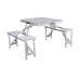 Marbueno Set Mesa y 4 Asientos con Agujero Sombrilla Plegable Aluminio Gris Camping y Playa 136X85X67 cm 10439