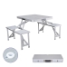 Marbueno Set Mesa y 4 Asientos con Agujero Sombrilla Plegable Aluminio Gris Camping y Playa 136X85X67 cm 10439