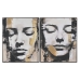 Schilderij Home ESPRIT Vrouw Gouden 100 x 4 x 120 cm (2 Stuks)