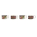 Set de Căni de Cafea Home ESPRIT Albastru Verde Roz Liliachiu Metal Bambus Dolomite 260 ml