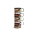 Conjunto de Chávenas de Café Home ESPRIT Azul Verde Cor de Rosa Lilás Metal Bambu Dolomite 260 ml