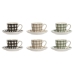 Jeu de 6 tasses avec plat Home ESPRIT Vert Beige Gris Porcelaine 90 ml 8,5 x 6,2 x 5,5 cm