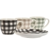 Conjunto de 6 Chávenas com Prato Home ESPRIT Verde Bege Cinzento Porcelana 90 ml 8,5 x 6,2 x 5,5 cm