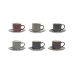 Jeu de 6 tasses avec plat Home ESPRIT Bleu Blanc Rose Bordeaux Grès 165 ml 14 x 14 x 2 cm