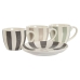 6 Csésze Alátéttel Készlet Home ESPRIT Zöld Bézs szín Szürke Porcelán 90 ml 8,5 x 6,2 x 5,5 cm