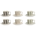 Juego de 6 Tazas con Plato Home ESPRIT Verde Beige Gris Porcelana 90 ml 8,5 x 6,2 x 5,5 cm