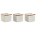 Saltkar med lock DKD Home Decor Blå Vit Grön Lila Bambu Scandi 750 ml 14 x 12,5 x 12 cm (3 antal)