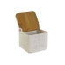 Zoutvaatje met deksel DKD Home Decor Blauw Wit Groen Lila Bamboe Scandi 750 ml 14 x 12,5 x 12 cm (3 Stuks)