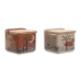 Zoutvaatje met deksel Home ESPRIT Beige Roze Terra cotta Lila Bamboe 750 ml 14 x 12,5 x 12 cm (2 Stuks)