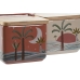 Zoutvaatje met deksel Home ESPRIT Beige Roze Terra cotta Lila Bamboe 750 ml 14 x 12,5 x 12 cm (2 Stuks)