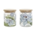 Blik DKD Home Decor Blå Hvid Grøn Natur Silikone Bambus Borosilikatglas 700 ml 10 x 10 x 13 cm (2 enheder)