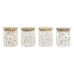 Bote DKD Home Decor Bambu Vidro de Borosilicato Shabby Chic 700 ml 10 x 10 x 12,5 cm (4 Unidades)