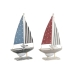 Statua Decorativa Home ESPRIT Azzurro Rosso Multicolore Barca a vela 13,5 x 5 x 25 cm (2 Unità)