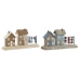 Decoratieve figuren Home ESPRIT Blauw Rood Multicolour Huizen 25,5 x 9 x 13,5 cm (2 Stuks)