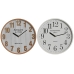 Orologio da Parete Home ESPRIT Bianco Cristallo Legno MDF 32 x 4,5 x 32 cm (2 Unità)