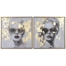 Obraz Home ESPRIT Złoty chica 70 x 3,5 x 70 cm (2 Sztuk)