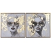 Schilderij Home ESPRIT Gouden chica 70 x 3,5 x 70 cm (2 Stuks)