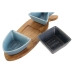 Conjunto para Aperitivos Home ESPRIT Azul Azul Marinho Porcelana Acácia Peixe Mediterrâneo 28 x 9,7 x 1,3 cm 4 Peças