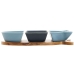 Conjunto para Aperitivos Home ESPRIT Azul Azul Marinho Porcelana Acácia Peixe Mediterrâneo 28 x 9,7 x 1,3 cm 4 Peças