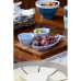 Conjunto para Aperitivos Home ESPRIT Azul Azul celeste Porcelana Acácia Mediterrâneo Peixes 19,5 x 16,5 x 1,3 cm 4 Peças