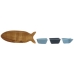 Conjunto para Aperitivos Home ESPRIT Azul Azul Marinho Porcelana Acácia Peixe Mediterrâneo 28 x 9,7 x 1,3 cm 4 Peças