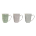 Cup with Tea Filter DKD Home Decor Blue Green Light Pink Stainless steel Porcelain 380 ml (3 Units)