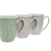 Tasse avec filtre pour infusions DKD Home Decor Bleu Vert Rose clair Acier inoxydable Porcelaine 380 ml (3 Unités)