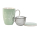 Cup with Tea Filter DKD Home Decor Blue Green Light Pink Stainless steel Porcelain 380 ml (3 Units)