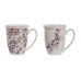 Bögre teaszűrővel Home ESPRIT Kék Fehér Rózsaszín Rozsdamentes acél Porcelán 380 ml (2 egység)