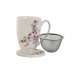 Bögre teaszűrővel Home ESPRIT Kék Fehér Rózsaszín Rozsdamentes acél Porcelán 380 ml (2 egység)