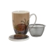 Kop met theefilter Home ESPRIT Blauw Beige Terra cotta Roestvrij staal Porselein 380 ml (2 Stuks)