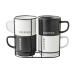 Set med 4 muggar Home ESPRIT Vit Svart Metall Porslin 380 ml 13 x 9 x 9 cm