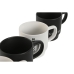 Set di 4 Tazze Mug Home ESPRIT Bianco Nero Metallo Porcellana 380 ml 13 x 9 x 9 cm