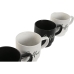 4 Piece Mug Set Home ESPRIT White Black Metal Porcelain 380 ml 13 x 9 x 9 cm
