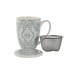 Bögre teaszűrővel Home ESPRIT Kék Bézs szín Rozsdamentes acél Porcelán 380 ml (2 egység)